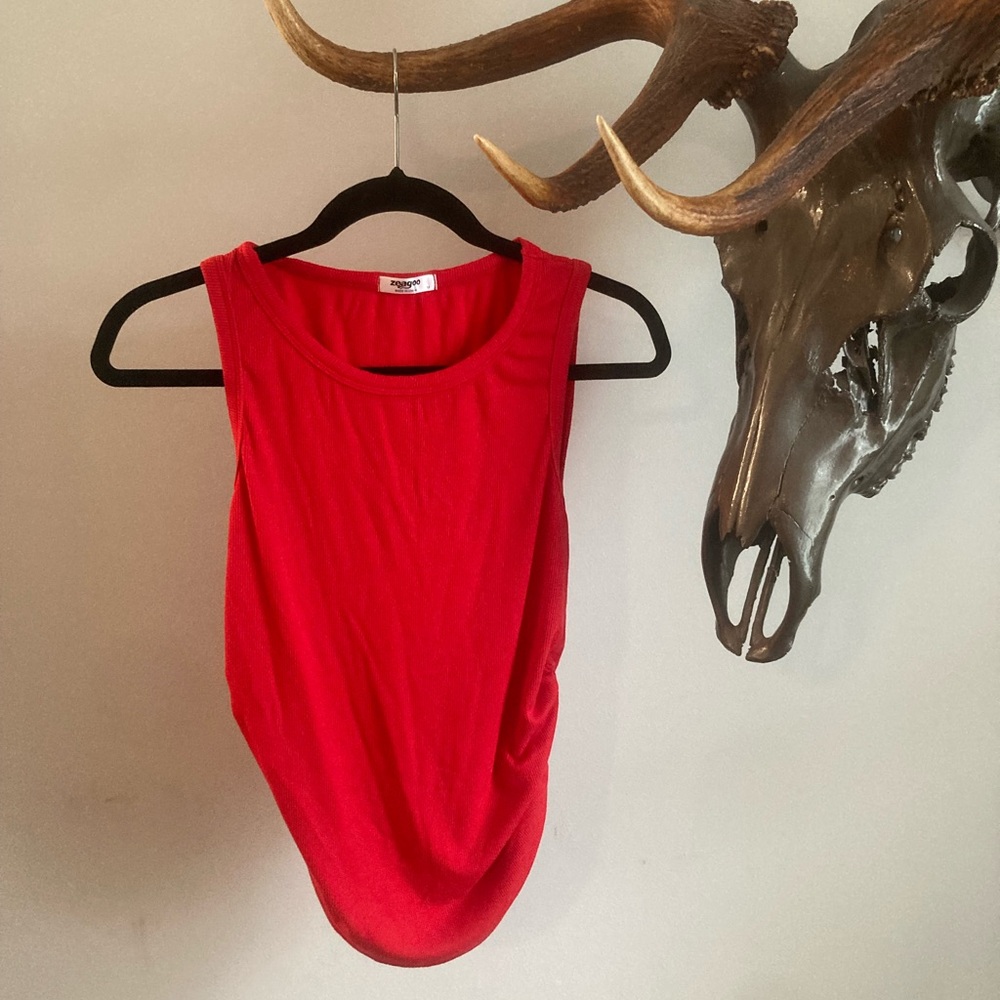 Zeagoo Red Ruched Tank Top